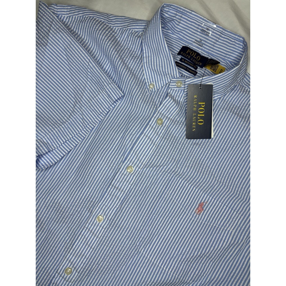 Polo Ralph Lauren‎ Men's RL Untucked Fit Seersucker Shirt Blue XL NWT $125
